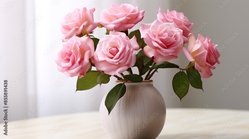 Fototapeta premium pink tulips in vase on table