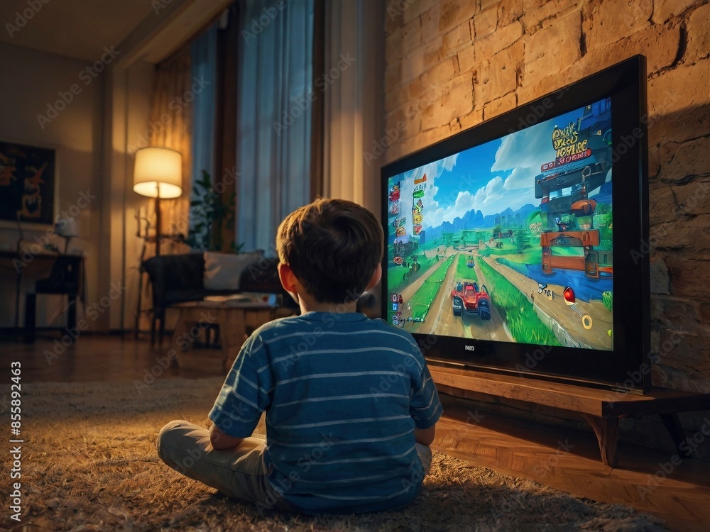 generated ai child watching tv generated ai child watching tv