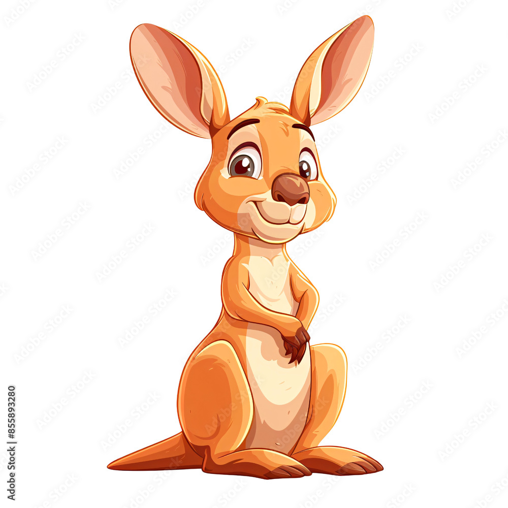 Cute cartoon kangaroo character sitting and smiling, ideal for children's illustrations and animations isolated on transparency background, PNG cut out. Cute cartoon kangaroo character sitting and smiling, ideal for children's illustrations and animations isolated on transparency background, PNG cut out.