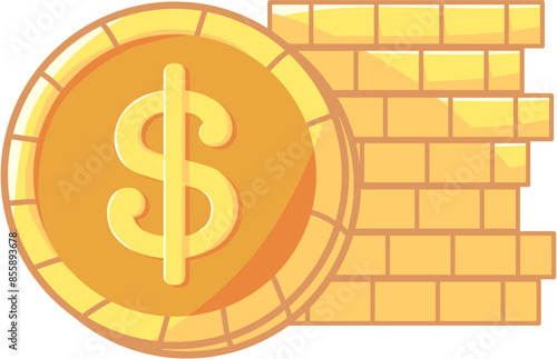 Money coins and cards with dollar currency in a wallet illustration in flat design