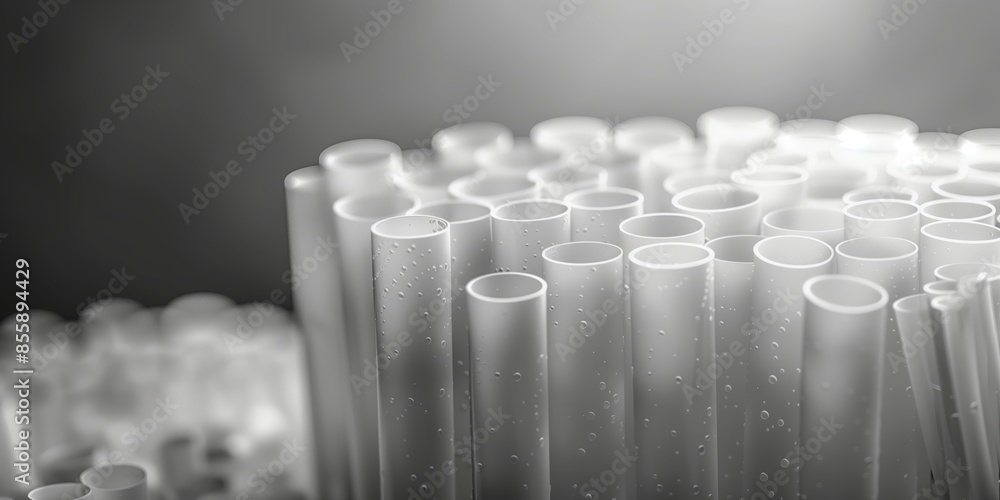 Abstract, close-up of white straws against a gray background, perfect for minimalistic and modern designs. Abstract, close-up of white straws against a gray background, perfect for minimalistic and modern designs.