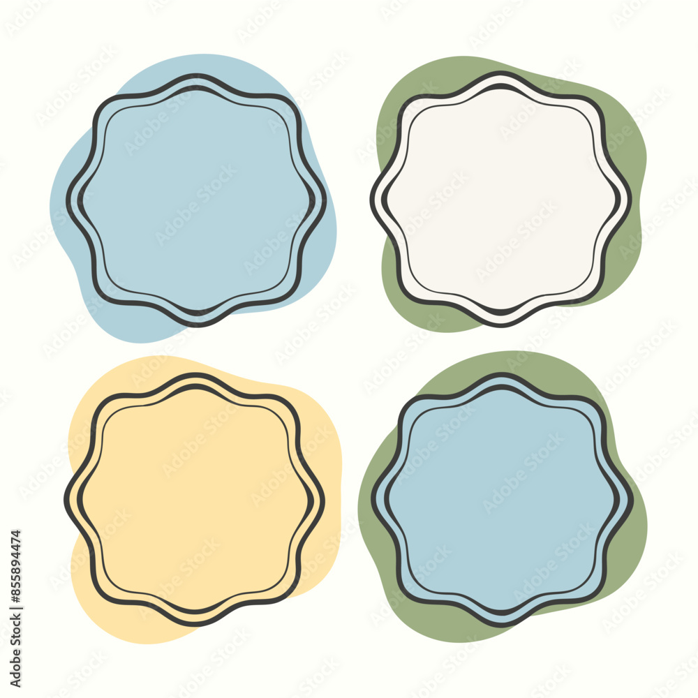 A set of four colorful circle frames on a white background A set of four colorful circle frames on a white background