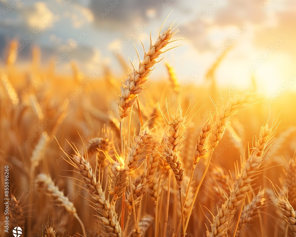 Golden Wheat Field Bathed in Autumn Sunlight Ready for Harvest Season Golden Wheat Field Bathed in Autumn Sunlight Ready for Harvest Season