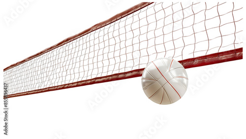 Volley ball with net isolated on a transparent background, PNG 