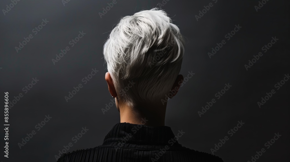 Woman With Short White Hair Facing Away Woman With Short White Hair Facing Away