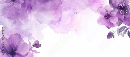 Fototapeta Naklejka Na Ścianę i Meble -  Beautiful purple watercolor wedding invitation template. Copy space image. Place for adding text and design