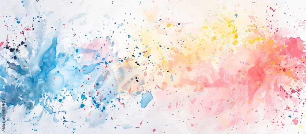 Fototapeta premium Isolated artistic white watercolor and ink paint splatter textures and decorative elements isolated on pastel background wall background. Copy space image. Place for adding text and design