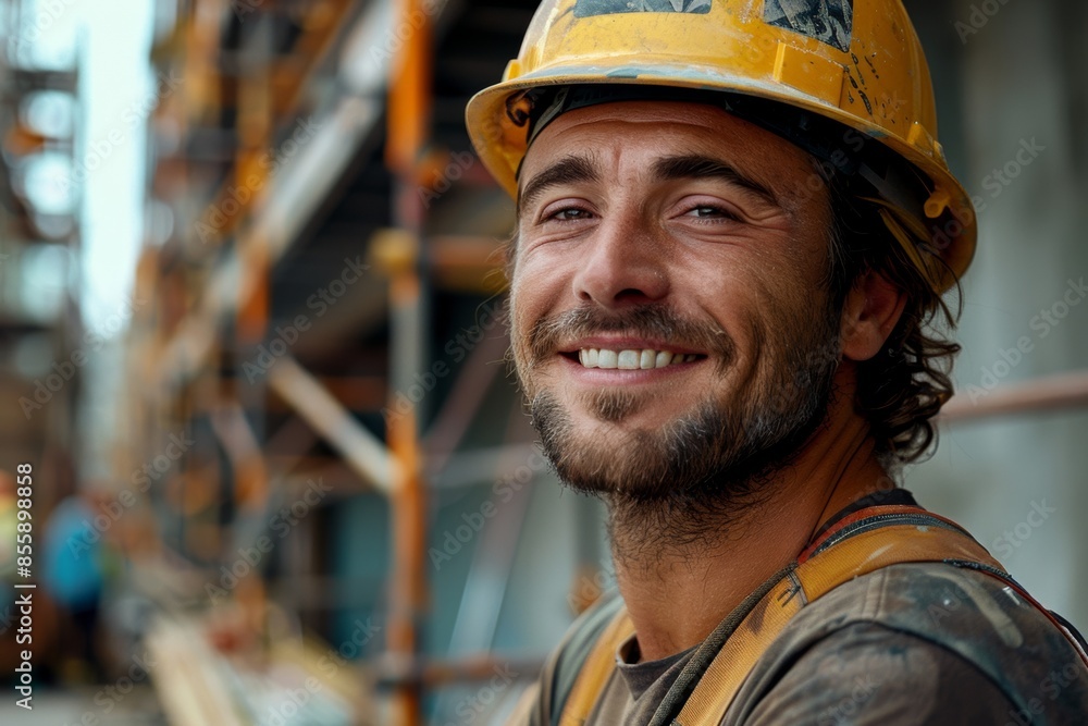 a construction worker with a smile on his face a construction worker with a smile on his face