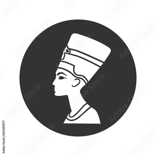 Black silhouette Nefertiti icon on a white background