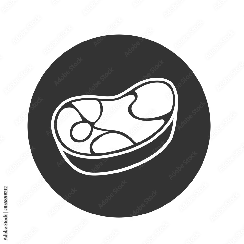 Piece of meat. Illustration for menu flat icon, simple vector design with shadow. Piece of meat. Illustration for menu in restaurants, healthy lifestyle or animal feed. Symbol of steak Piece of meat. Illustration for menu flat icon, simple vector design with shadow. Piece of meat. Illustration for menu in restaurants, healthy lifestyle or animal feed. Symbol of steak
