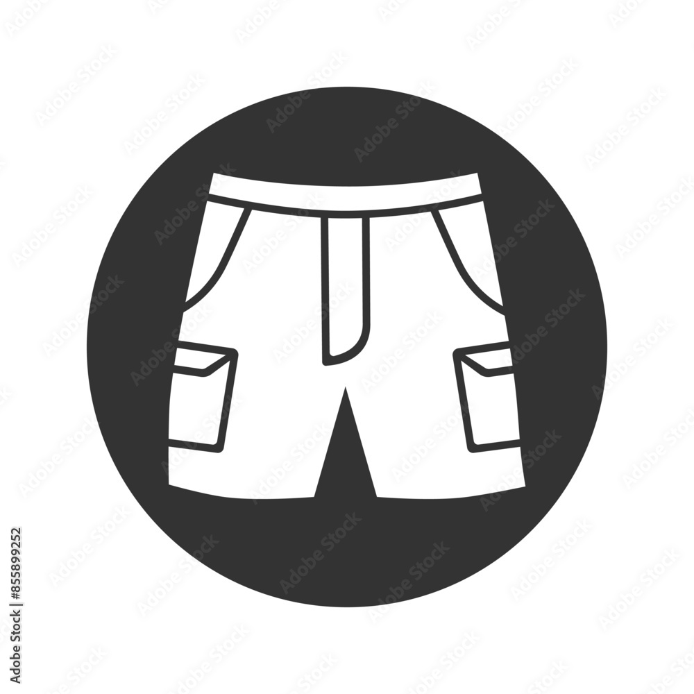 Short icon. Short with pockets of different styles. Clothing symbol concept. Vector illustration