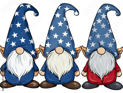 4th of July patriotic gnomes watercolor photo