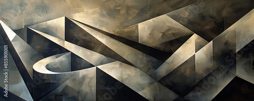 A series of geometric shapes overlapping and intersecting, creating a sense of movement and dynamism. photo