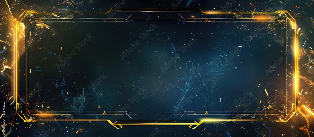 gaming interface live stream overlay golden border frame for video ...