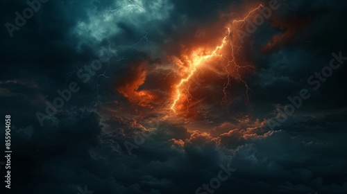 Wallpaper Mural Thunderstorm Lightning Strike Against The Dark Cloudy Night Sky Torontodigital.ca