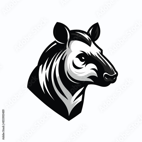 tapir logo mascot in black and white silhouette