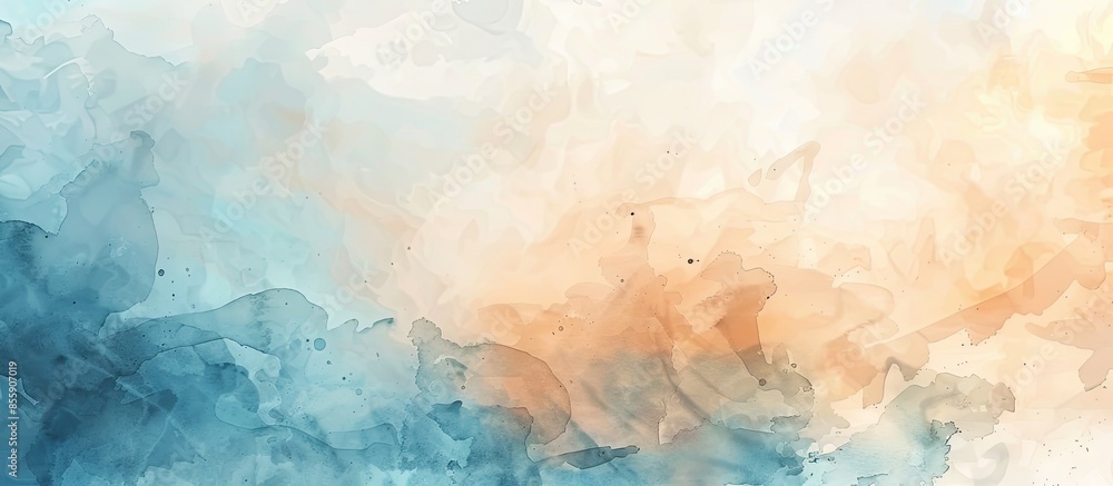 The watercolor background combines digital graphics of mist with blue-beige tone vortex. Copy space image. Place for adding text and design The watercolor background combines digital graphics of mist with blue-beige tone vortex. Copy space image. Place for adding text and design