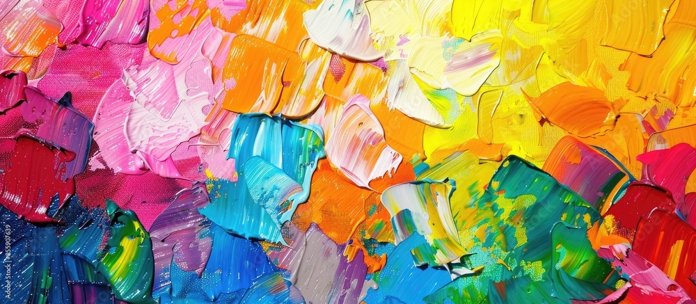 Spring flower festival. Multicolored texture painting. Abstract art background. Acrylic on canvas. Rough brushstrokes of paint. Copy space image. Place for adding text or design Spring flower festival. Multicolored texture painting. Abstract art background. Acrylic on canvas. Rough brushstrokes of paint. Copy space image. Place for adding text or design