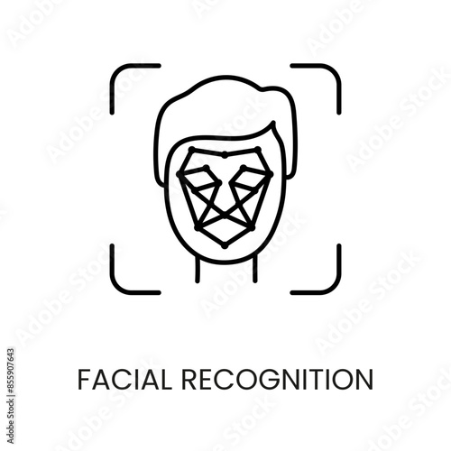 Facial recognition line vector icon with editable stroke