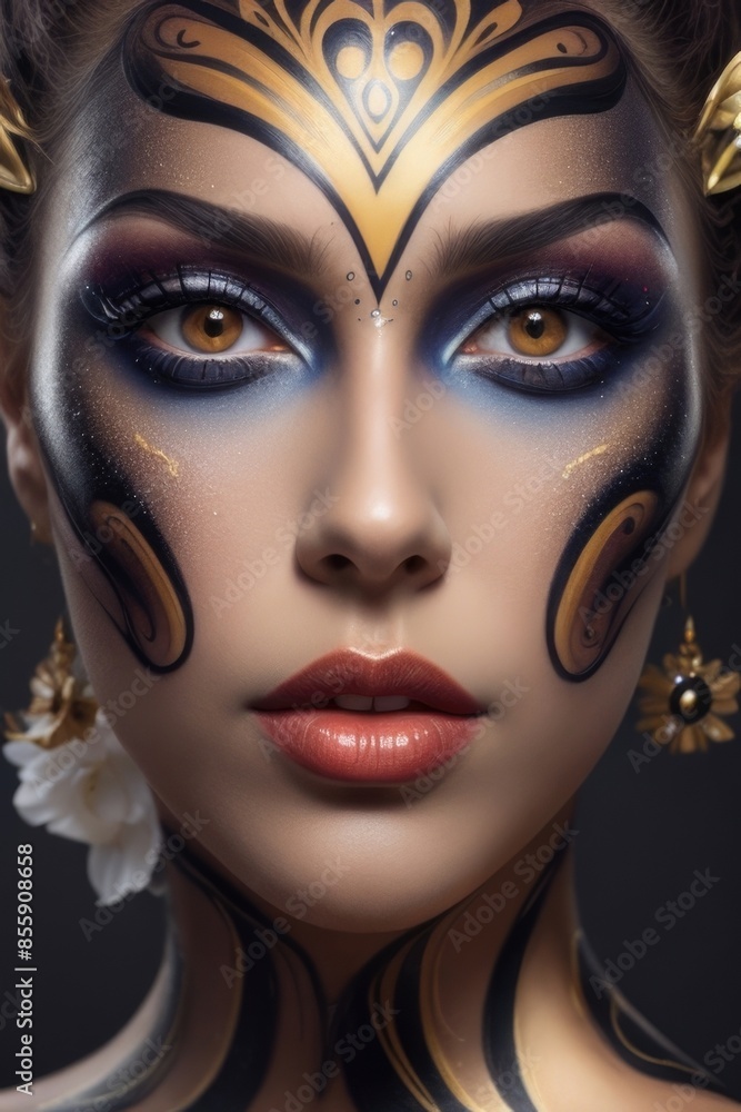 woman with painted face makeup woman with painted face makeup
