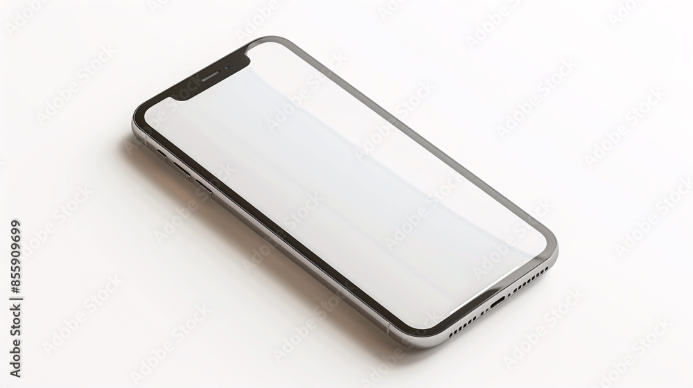 A new smartphone XS with a blank screen is isolated on a white background in a flat lay, top-view composition, ready for custom content or app demonstrations. A new smartphone XS with a blank screen is isolated on a white background in a flat lay, top-view composition, ready for custom content or app demonstrations.