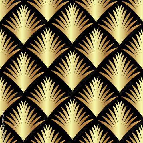 Beautiful gold seamless art deco roaring twenties vector pattern, 