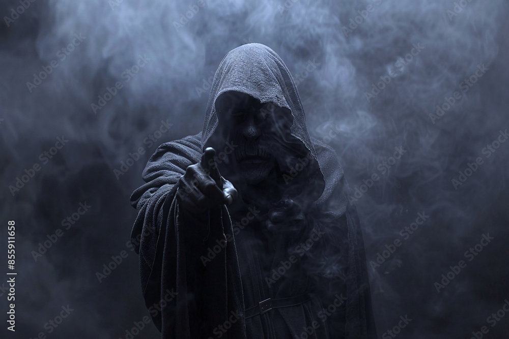 Scary dark hooded mysterious figure Scary dark hooded mysterious figure