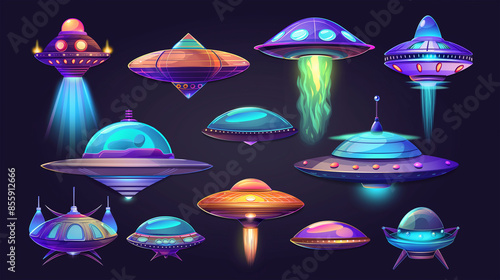 Asset of alien spaceship for mobile game, Illustration