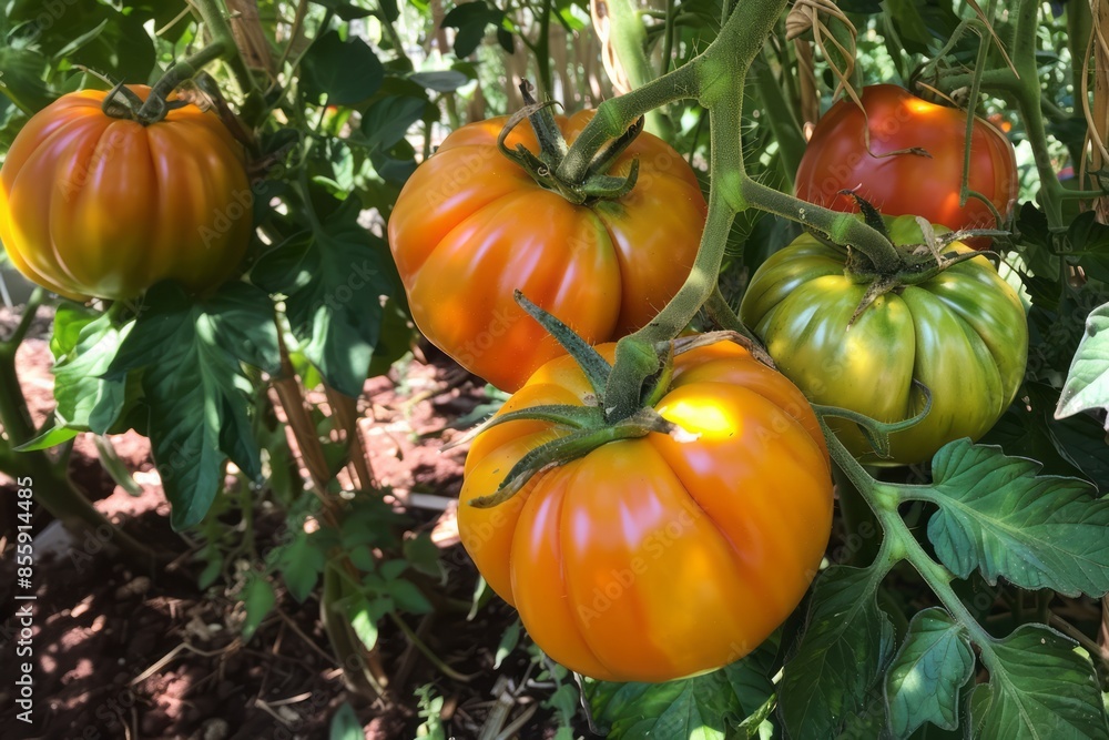 Obraz premium Tomatoes hanging from a tree