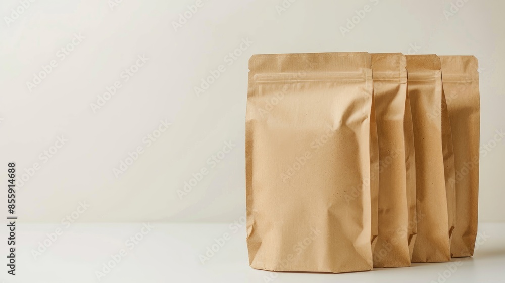 Kraft paper brown disposable bag mockup on white background Kraft paper brown disposable bag mockup on white background