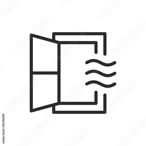 Open window with fresh air, linear style icon. Editable stroke width