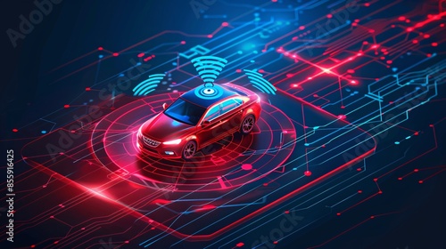 Automobile with GPS tracking signal, locating vehicle.