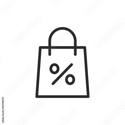 Discount Bag sign, linear style icon. Bag with percent Editable stroke width