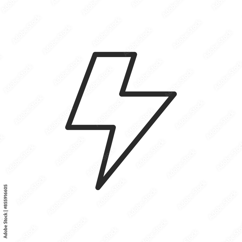 Lightning bolt, linear style icon. Editable stroke width Lightning bolt, linear style icon. Editable stroke width