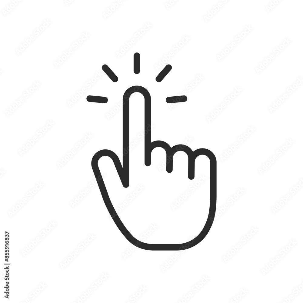 Hand clicking, linear style icon. hand gesture for clicking or selecting. Editable stroke width. Hand clicking, linear style icon. hand gesture for clicking or selecting. Editable stroke width.