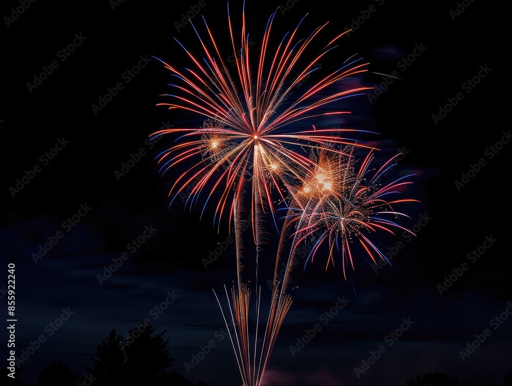 Vibrant Fireworks Display under Night Sky
