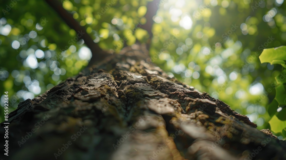 Fototapeta premium View of a tree trunk from underneath