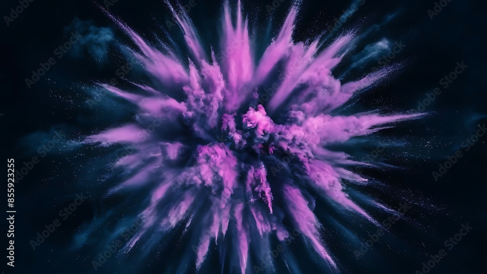 A splash of colored powder is shown with a dark background. A splash of colored powder is shown with a dark background.
