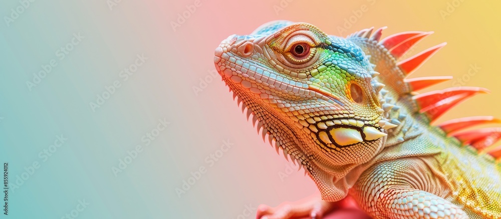 Dragon at the zoo pastel background Isolated Nature. Copy space image. Place for adding text and design Dragon at the zoo pastel background Isolated Nature. Copy space image. Place for adding text and design