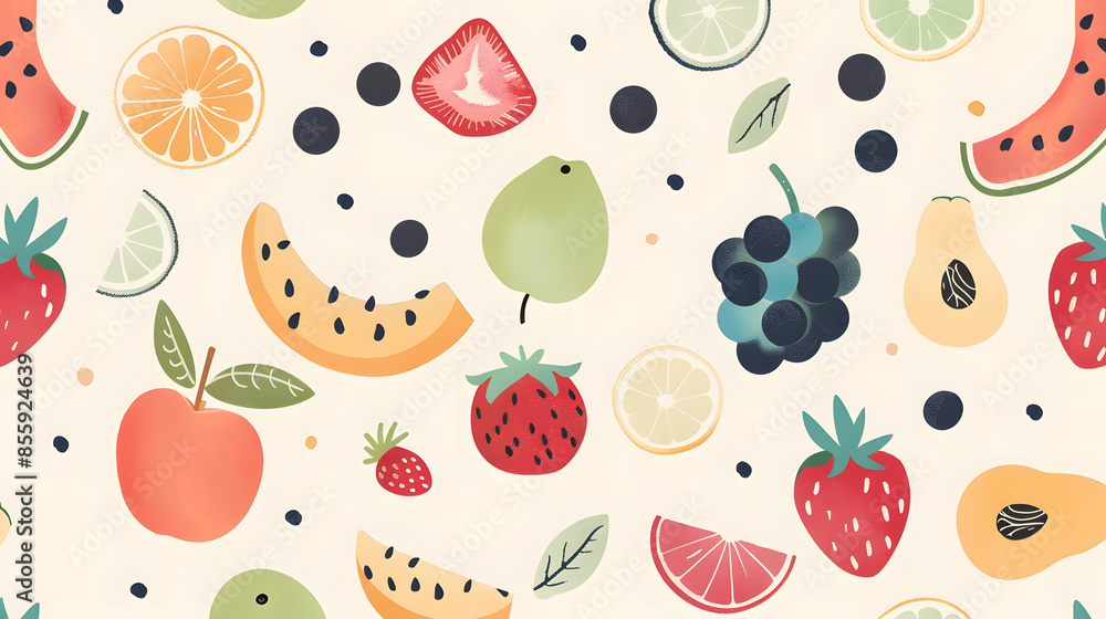 cute Little fruits patterns with pastel colors, light background cute Little fruits patterns with pastel colors, light background