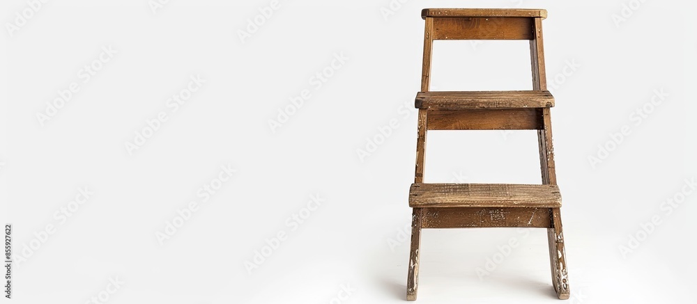 Wooden babyladder isolated on a white background. Copy space image. Place for adding text and design Wooden babyladder isolated on a white background. Copy space image. Place for adding text and design