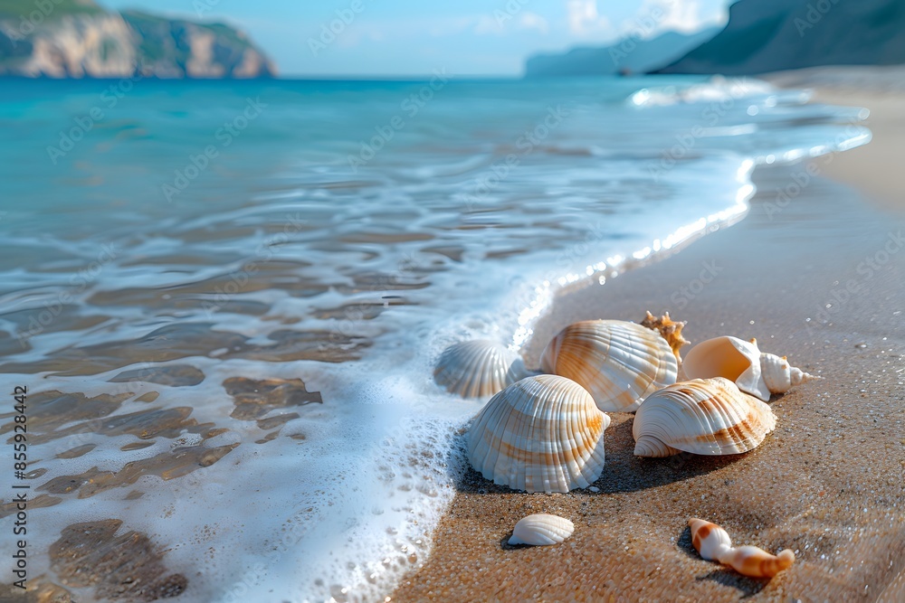 Shells near water's edge Shells near water's edge