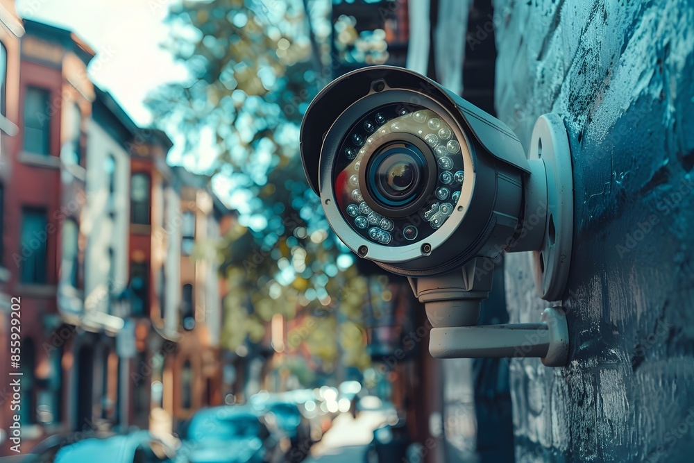 Camera on wall near street Camera on wall near street