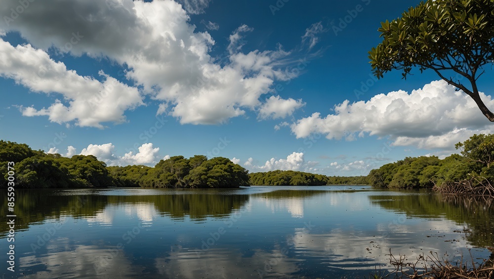 Obraz premium lake and clouds