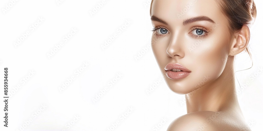 Beauty photography of young beautiful woman model with natural skin and amazing makeup.Macro.AI Generative. Beauty photography of young beautiful woman model with natural skin and amazing makeup.Macro.AI Generative.