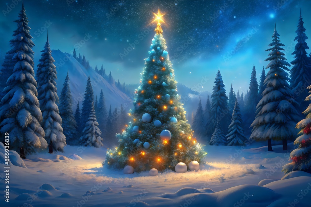 Naklejka premium christmas tree in the snow