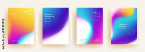 abstract gradient background template vector. Minimalist style posters cover with pastel colorful geometric shapes. Modern wallpaper design for social media, brochure, flyer, banner