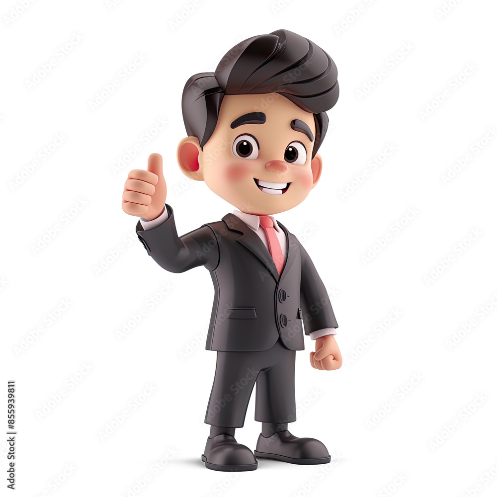 3D Cartoon Boy in Business Suit Giving Thumbs Up on a White Background | Isolated on Transparent & White Background | PNG File with Transparency 3D Cartoon Boy in Business Suit Giving Thumbs Up on a White Background | Isolated on Transparent & White Background | PNG File with Transparency