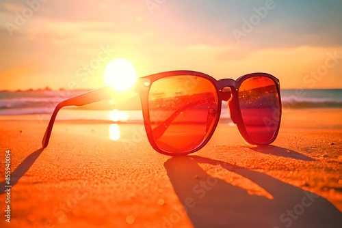 Wallpaper Mural sunglasses on beach background Torontodigital.ca