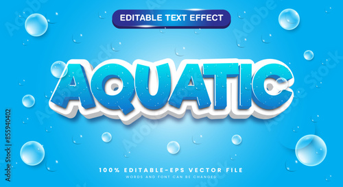 Aquatic 3d editable text effect Template with water background
